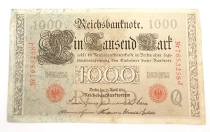  Billete del Reichsbank 1000 marcos / Reichsmark 21 de abril de 1910 / N.o 7653258 J - Imagen 1 de 2