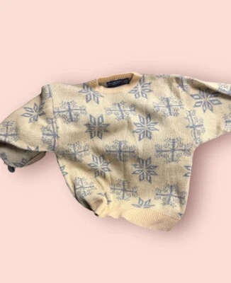 Винтажный маленький пуловер Van Heusen США из овечьей шерсти свитер снежинка бижутерия - Изображение 1 из 2