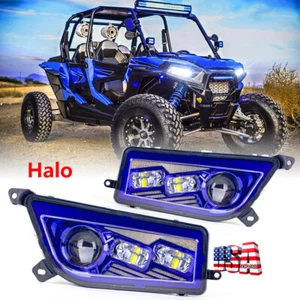 2014-22 For Polaris RZR 1000 XP & Turbo RZR 900 S Pair Blue Halo Led Headlights - Picture 1 of 12