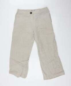 Wallis Womens Beige Linen Sweatpants Trousers Size 14 L28 in Regular Zip