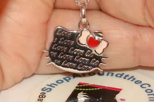 Hello Kitty SANRIO SIMMONS Sterling 925  Heart Love Pendant Necklace 4.1Gms 18"L - Picture 1 of 12