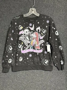 NWT Nightmare Before Christmas Jack Sally Black Sweatshirt Kids Size XL 14-16 - Picture 1 of 6