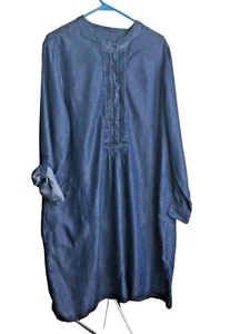 Vintage Chadwicks Denim Blue Long Sleeve Midi Dress Women's Tencel Size 18W - Picture 1 of 6
