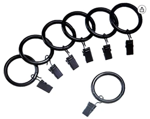 NWT AMAZON BASIC CURTAIN CLIP RINGS 1 INCH ROD SET OF 7 ESPRESSO DARK BRONZE - Picture 1 of 3