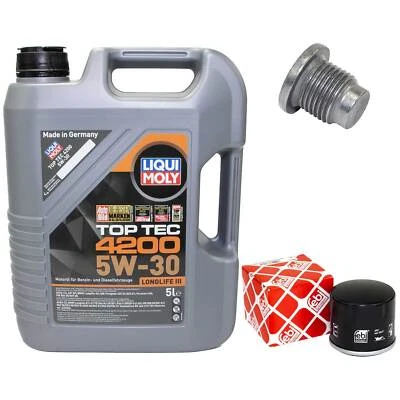 Motoröl Set 5W-30 5 Liter + Ölfilter + Ölablassschraube für Renault Clio II 1.2  - Bild 1 von 4