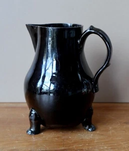 Antique 18th century Georgian Jackfield type ware black pottery jug 7.5" tall - Picture 1 of 10