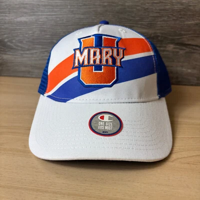 Gorra University of Mary Marauders Snap Back blanca azul malla espalda campeón Foto 1 de 4