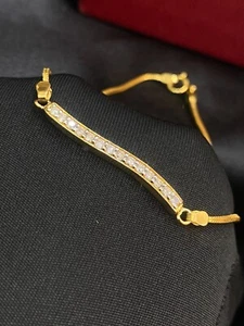 Pave 0.45 Cts Round Brilliant Cut Genuine Diamonds Tennis Bracelet In 14K Gold - Picture 1 of 12