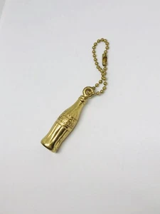 Vintage Coca Cola Bottle Keychain Charm Gold Tone Metal - Picture 1 of 5