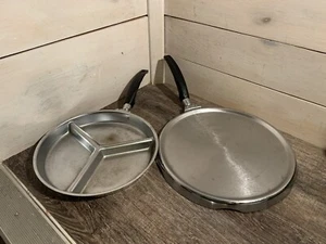 Menge 2 Everedy Camping Pfannen 10” geteilt 11” Speedy Clean USA Edelstahl - Bild 1 von 9