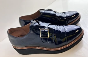 Halogen Emma Monk Strap Women's Navy Patent Leather Oxford, Size 11M, 45-03 - Picture 1 of 17