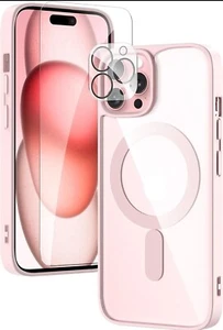 Funda Rengner iPhone 15 Rosa Antigolpes + Protector de Pantalla y Lente Nueva - Imagen 1 de 8