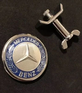 Mercedes Blue Hood Logo 45mm Emblems Medallion Badge Metal for Mercedes Benz New - Picture 1 of 2