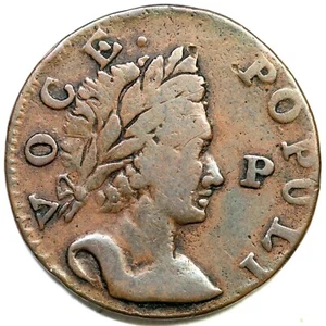 1760 N-12 R-3 P Before Face Voce Populi Colonial Copper Coin - Picture 1 of 2