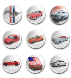 INSIGNIAS DE BOTÓN 25mm X9 con el Ford Mustang - Imagen 1 de 1