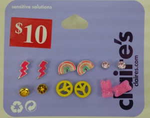 Claire's Pink Rainbow Stud Earrings - 6 Pack (G131424-1 LOC.H) - Picture 1 of 2