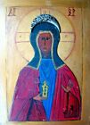  Ikone HANDBEMALT Muttergottes Madonna Maria 20x28,5 cm auf Holz gemalt RARITT