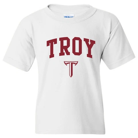 Troy Trojans Arch Logo Youth T-Shirt - white Cover