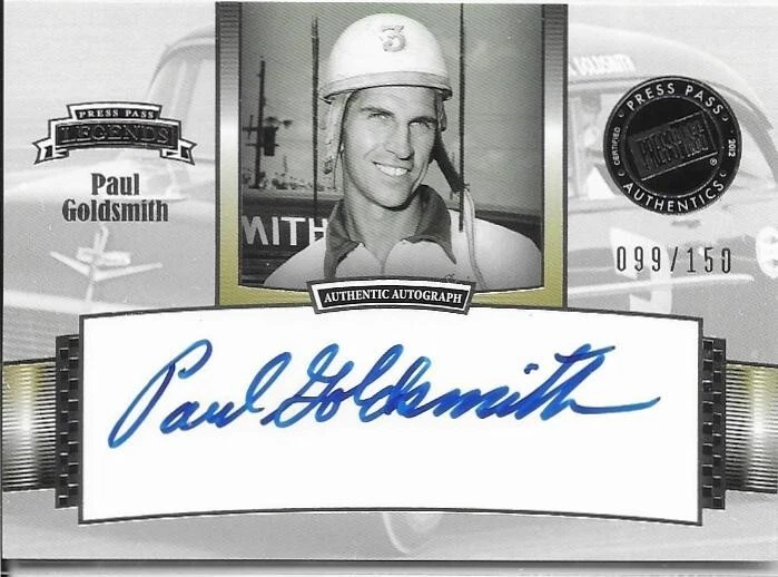 2012 Press Pass Legends Auto Silver 99/150 Paul Goldsmith #LG-PG Autograph Auto - Image 1 of 1