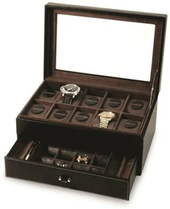 Black Leather 10-Watch Case - Picture 1 of 2