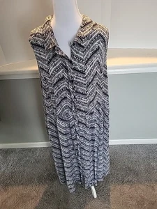 Maxi GONNA DONNA DENTRO nera bianca chevron lunga donna 34W boho elasticizzata morbida - Foto 1 di 8