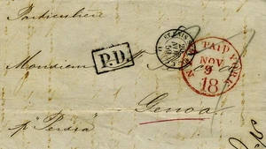 MTM358 1859 RARE PAID TRANSATLANTIC LETTER FROM USA TO KINGDOM SARDINIA S.PERSIA - Picture 1 of 3