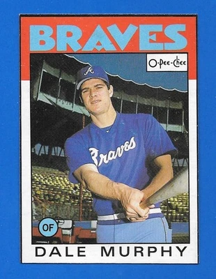 1986 TOPPS OPC M DALE MURPHY BOX BOTTOM BRAVES O PEE CHEE HAND CUT - Image 1 of 2
