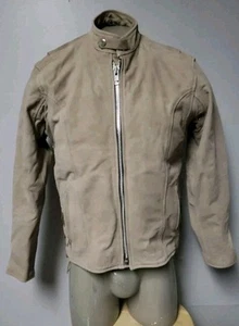 Jim Motorradjacke Leder schwarz Leder Reißverschluss hellbraun Größe 50 - Bild 1 von 2