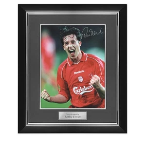 Foto de fútbol firmada por Robbie Fowler del Liverpool: gol final de la Copa. Marco Deluxe - Imagen 1 de 5