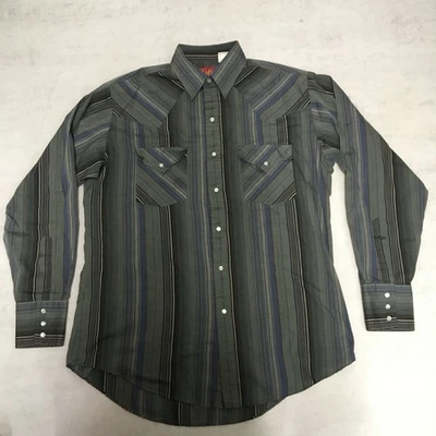 Vintage Ely Plains Shirt Mens Medium Multicolour Stripe Pearl Snap Cowboy USA - Image 1 of 4