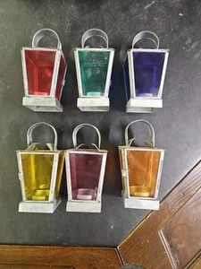 Colorful Tea Candle Lanterns 5 3/4 in. Set Of 6 - Picture 1 of 5