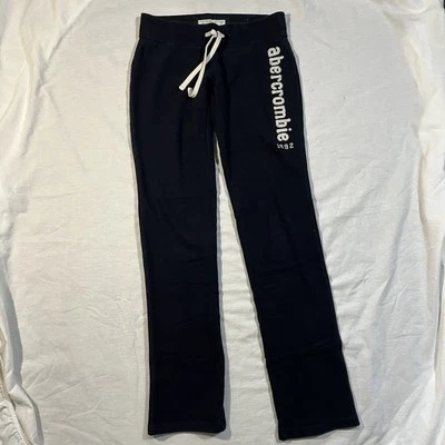 Abercrombie Sweat Pants Youth Sz M Dark Blue Adjustable Waist White Letters - Image 1 of 4