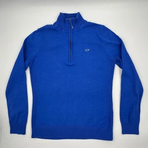 Vineyard Vines 1/4-Zip Cotton Sweater – Women's M (Cobalt Blue) - Picture 1 of 12