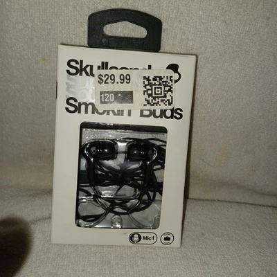 Skullcandy Smokin Buds Black Earbuds Mic & Carry Case New Open Box (BQ) - Image 1 of 4
