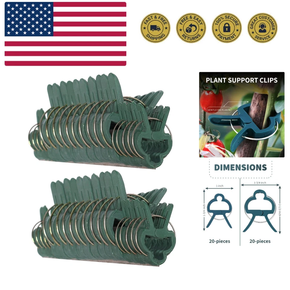 40 PC Green Gentle Gardening Plant & Flower Lever Loop Gripper Clips Tool for SU