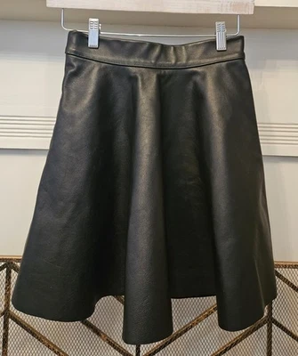 Women's Faux Leather A-Line Flowy Mini Skirt High Waist. Sz XS HANDMADE - Image 1 of 4