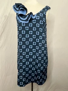 Odille Women’s Blue Sleeveless Ruffle Neck Shift Dress Size 4 Anthropologie - Picture 1 of 6