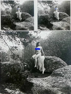 PHOTO STEREO  sur verre NU FEMININ 1900 - 1920  risque sexy nude lesbian / 752 - Imagen 1 de 1