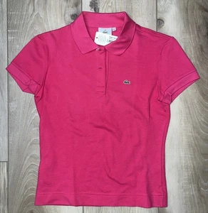 Polo donna LACOSTE piqué elasticizzata 2 bottoni Begonia taglia 40/S NUOVA Francia - Foto 1 di 7