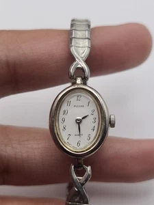 Vintage Silver Tone Pulsar Womens Watch Oval Stretch Band V810-5160 New Battery - Picture 1 of 11