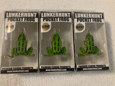 (LOT OF 3) LUNKERHUNT POCKET FROG COLOR AS SHOWN PF01 TOP WATER FROGS NIP - Image 1 of 3