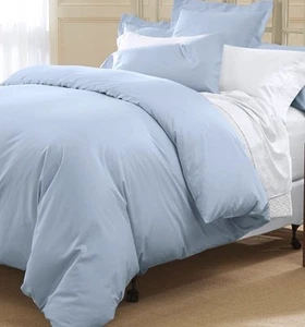 Cuddledown Twin 400TC Solid Sateen Duvet Cover Azure Blue 68”x86” NEW - Picture 1 of 3