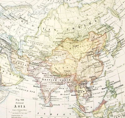 1916 Map Asia Russian Empire China India Persia Mongolia Political DWSS9 - Image 1 of 2