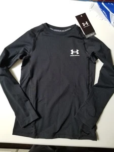 Under Armour Boys Black Long Sleeve Shirt YSM Small New - Picture 1 of 2