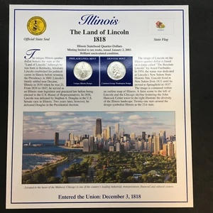 Cuartos de estado de Illinois 2003 - sociedad conmemorativa postal con (3) estampillas - Imagen 1 de 7