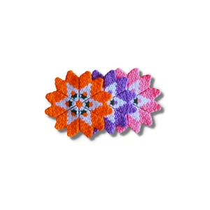 Floral Design Washcloth Set, 3 Pcs, Purple, Orange, Pink, Washcloths for Babies - Picture 1 of 10