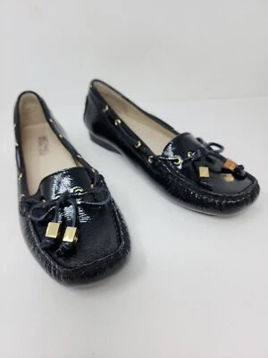 Michael Kors Womens 6.5 Black Patent Leather Loafers Flats Shoes Logo Tassels - Image 1 of 4