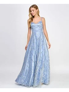 SAY YES TO THE Womens Light Blue Strappy Mesh Padde Formal Dress Juniors 1\2 - Picture 1 of 8