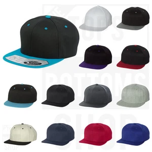Flexfit One Ten Flat Bill Snapback Cap Structured Mens Hat Adjustable - 110F - Picture 1 of 13