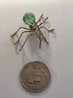 Vintage Green Faceted Rhinestone Art Glass Bead Spider Bug 6 Legs Wired Brooch